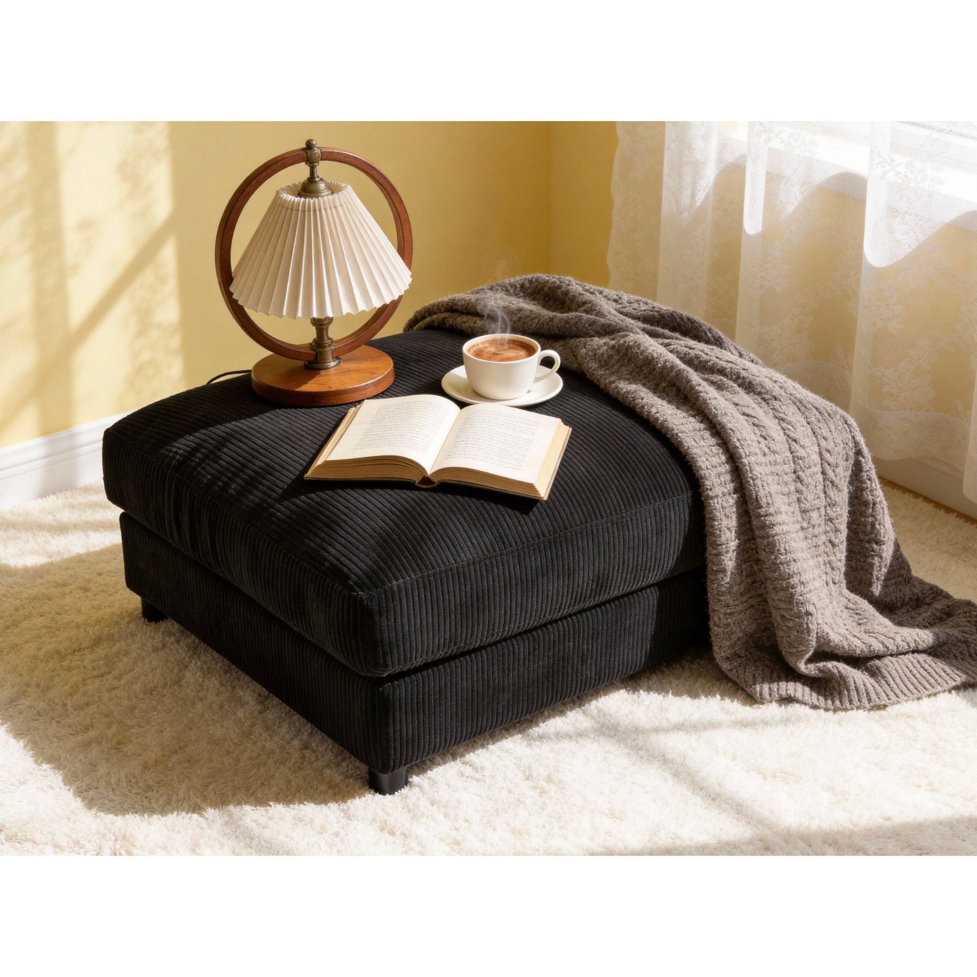 Upholstered Rectangle Ottoman Home Essentials