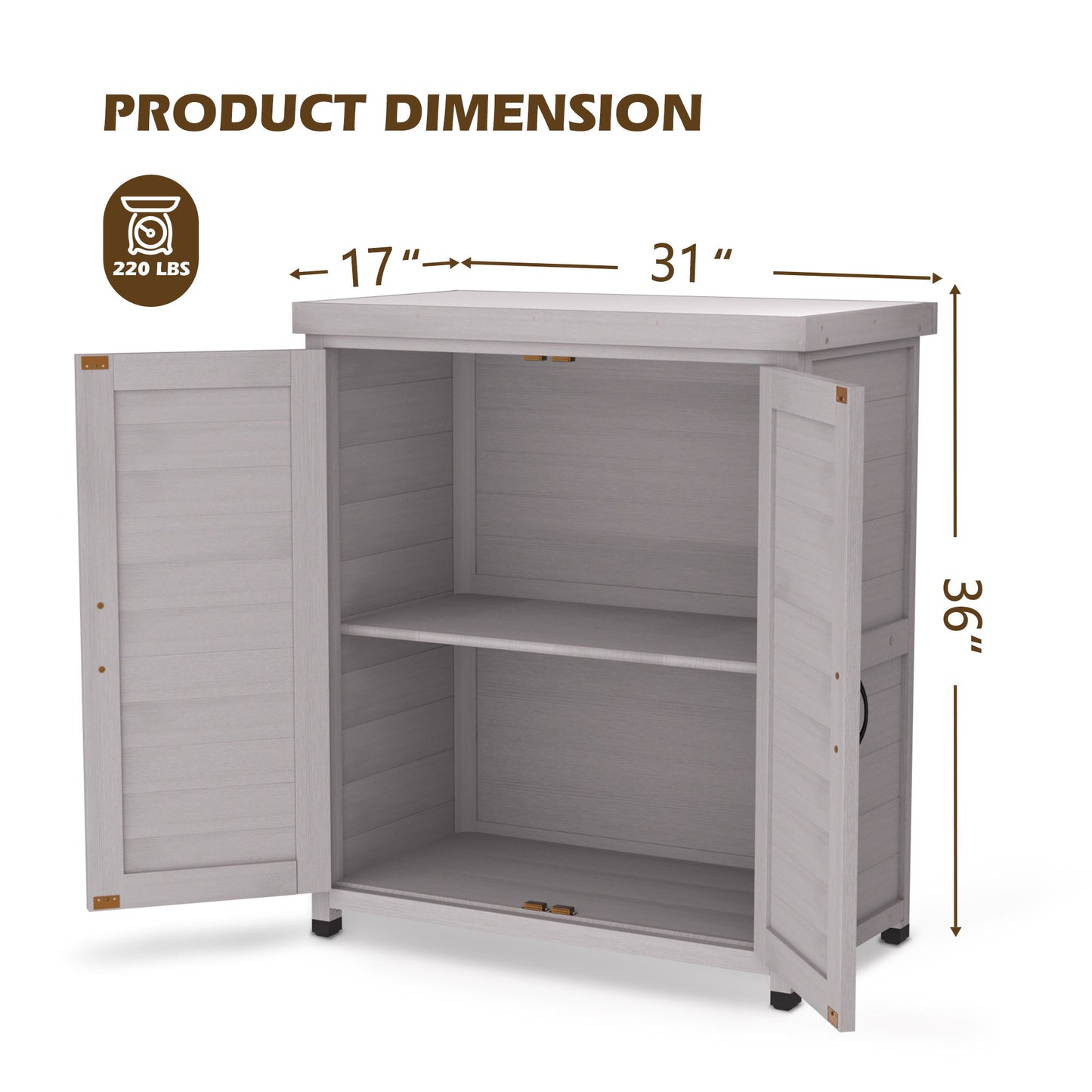 Rustic Cedar Wood Potting Bench With Storage Cabinet And Metal Top For Outdoor Patio - Gray Home Essentials