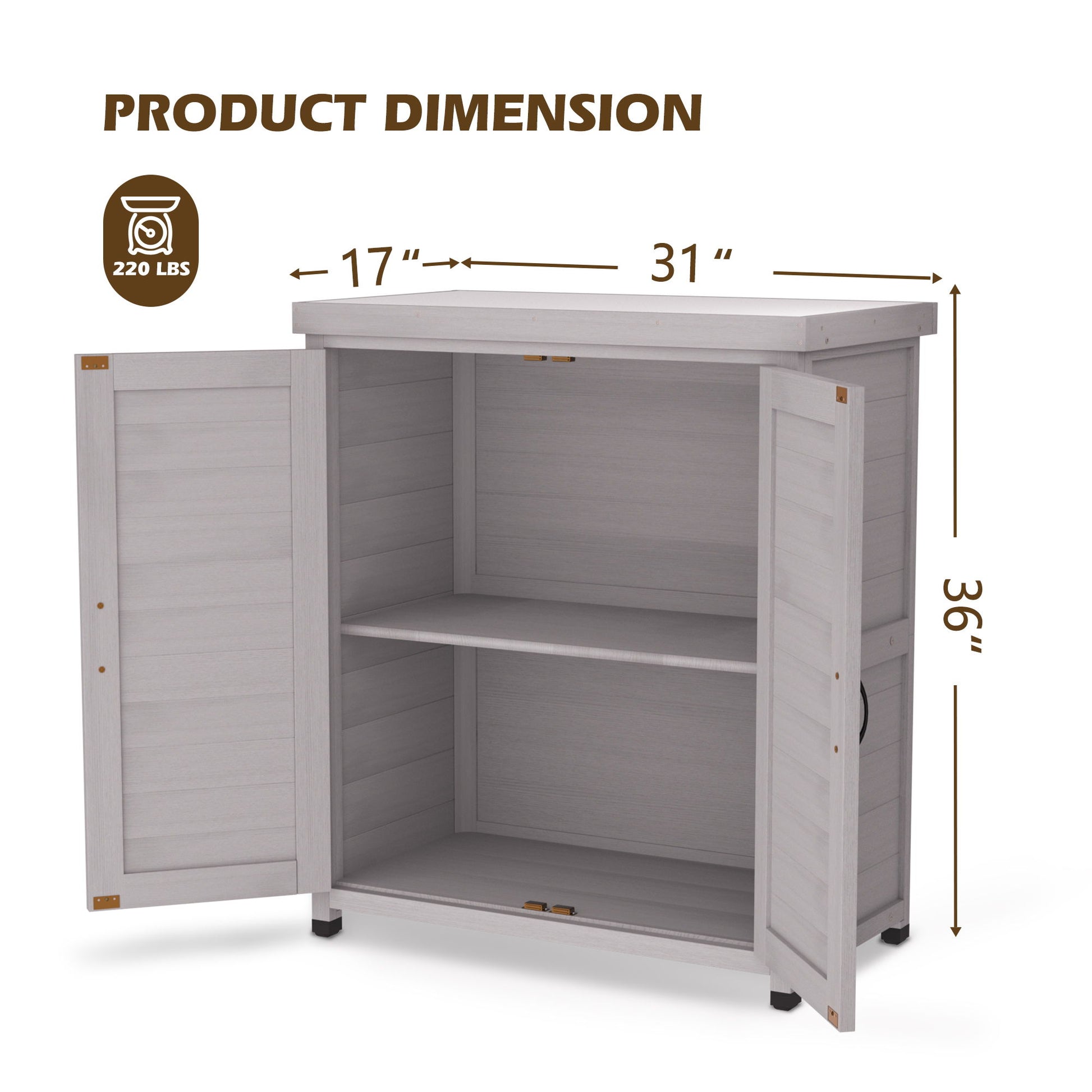 Rustic Cedar Wood Potting Bench With Storage Cabinet And Metal Top For Outdoor Patio - Gray Home Essentials