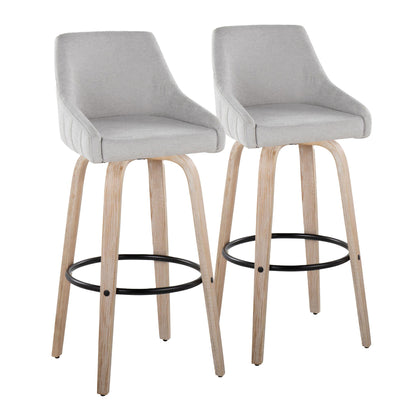 Hannah - Transitional Fixed Height Barstool With Swivel With Round Footrest (Set of 2) Lumi Source