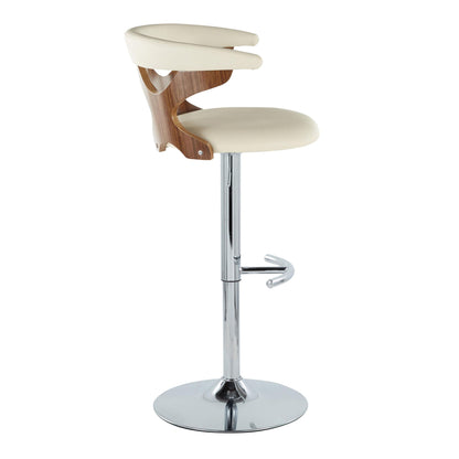 Gardenia - Mid Century Modern Adjustable Barstool With Swivel With Rounded T Footrest (Set of 2) Lumi Source