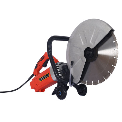Electric 14" Cut Off Saw Wet / Dry Concrete Saw Cutter With Guide Roller And Water Line Attachment, 3000W - Black / Silver Daily Nest