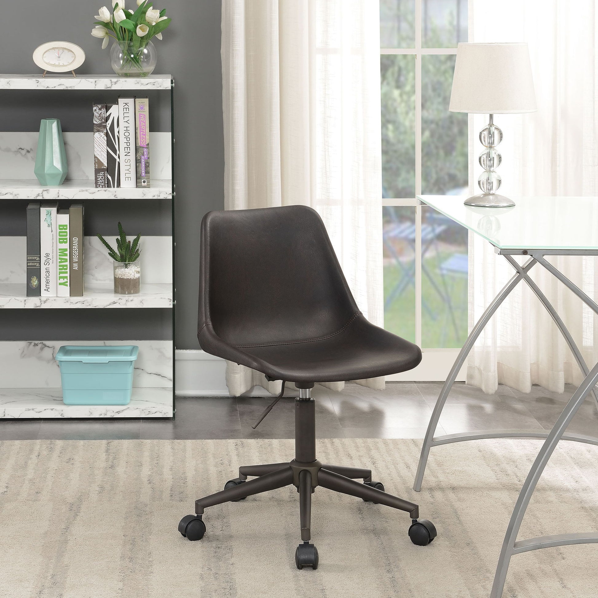 Ralston - Upholstered Adjustable Office Desk Chair With Ergonomic Design - Brown Furniture Max