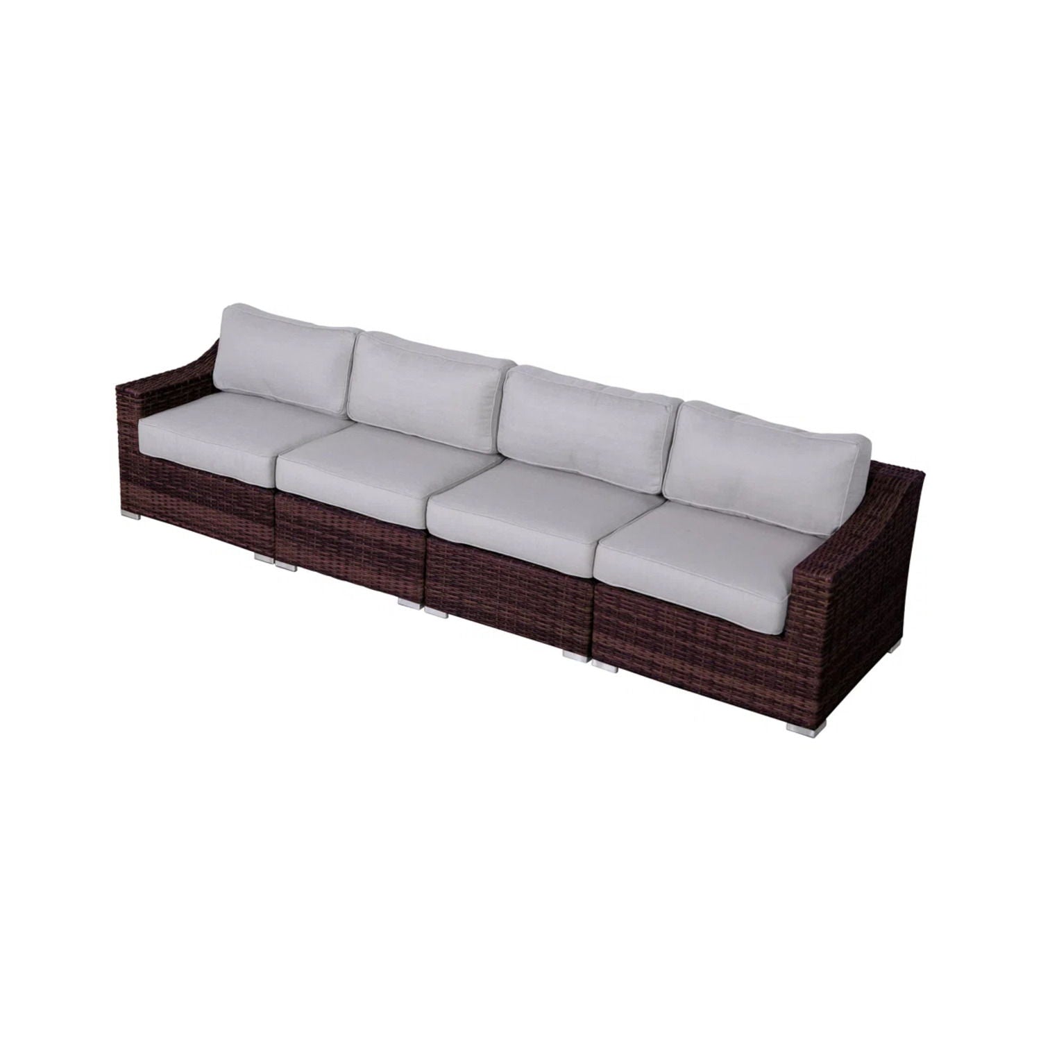 Contemporary Outdoor Rattan Wicker Sectional Seating Group With Cushions LSI Patio Furniture