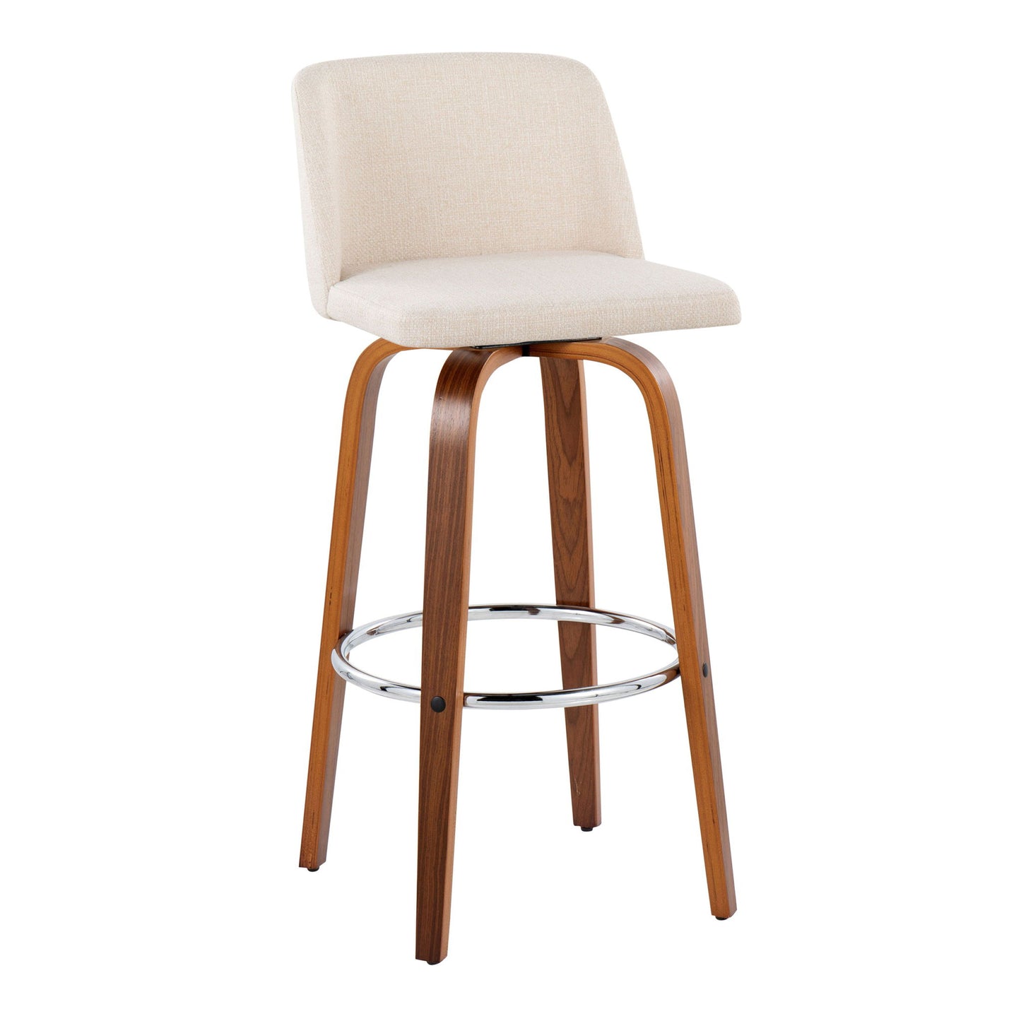 Toriano - Mid Century Modern Fixed Height, Barstool With Swivel With Round Footrest (Set of 2) Lumi Source