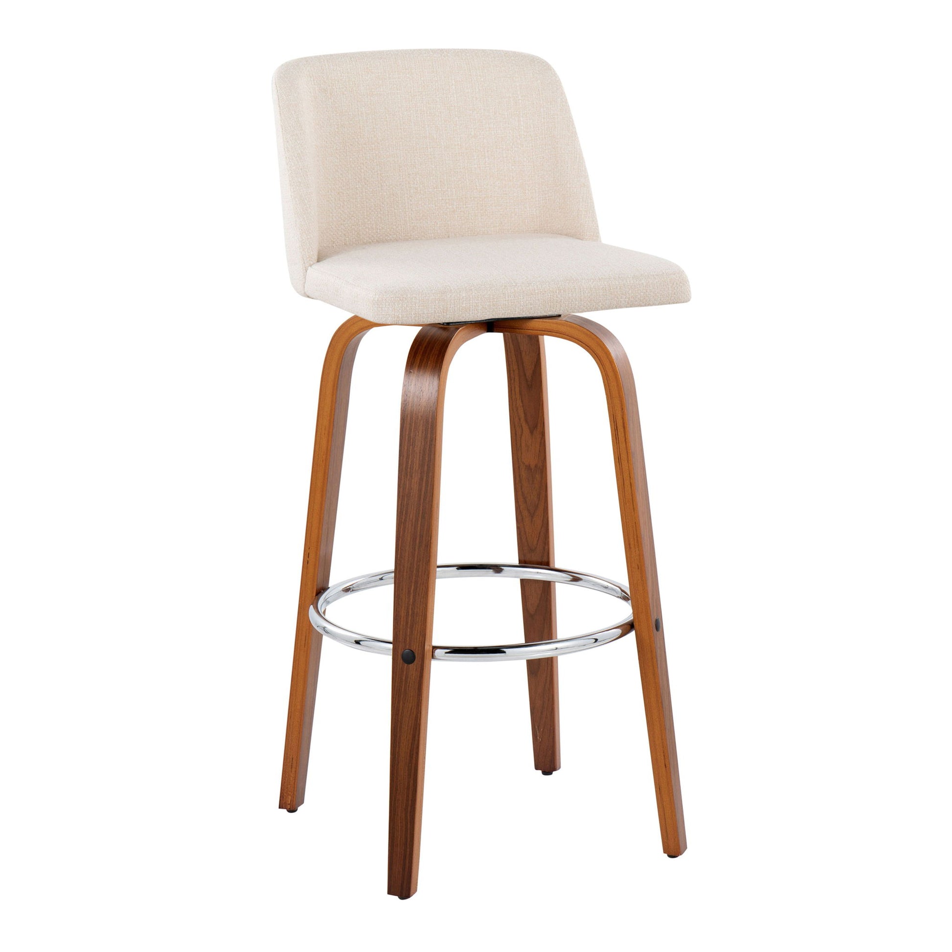 Toriano - Mid Century Modern Fixed Height, Barstool With Swivel With Round Footrest (Set of 2) Lumi Source