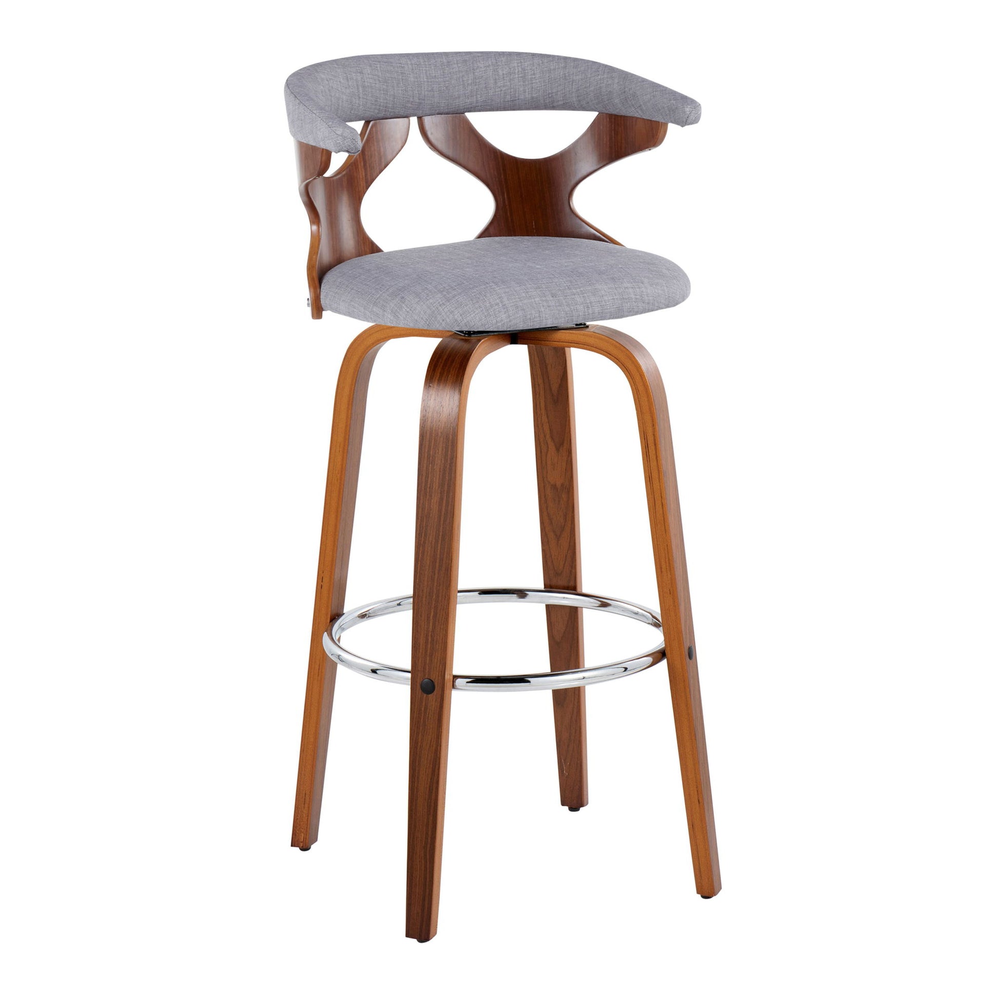 Gardenia - Mid Century Modern Fixed Height Barstool With Swivel With Round Footrest (Set of 2) Lumi Source