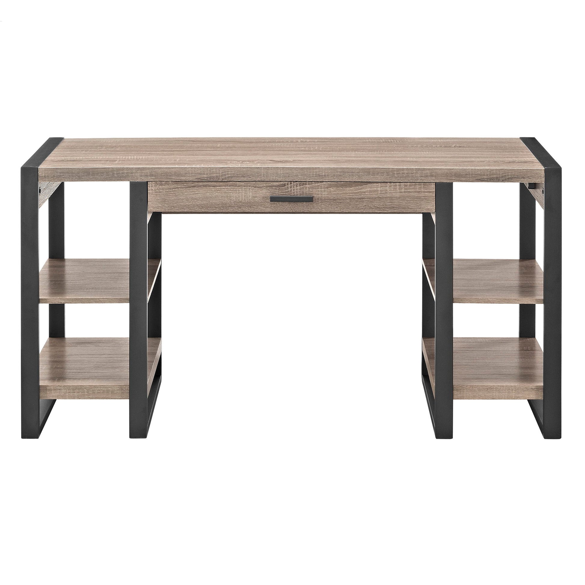 Modern Computer Desk With USB Ports - Driftwood Walker Edison