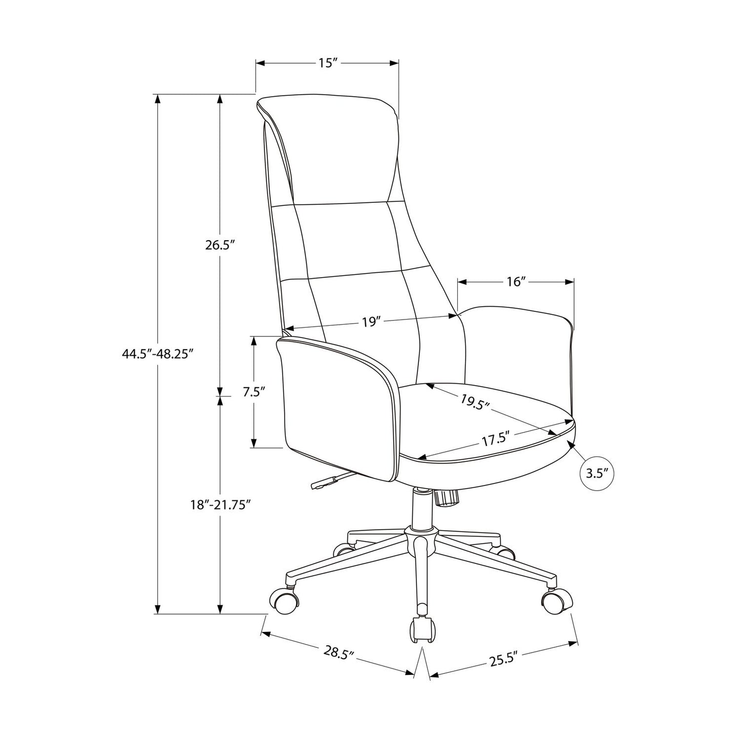Office Chair With Adjustable Height - Black 8th Street