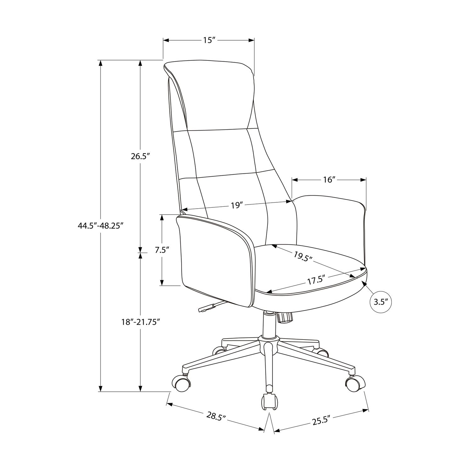 Office Chair With Adjustable Height - Black 8th Street