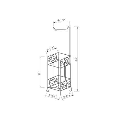 Metal Frame Toilet Paper Holder Stand, Bathroom Tissue Organizer - White