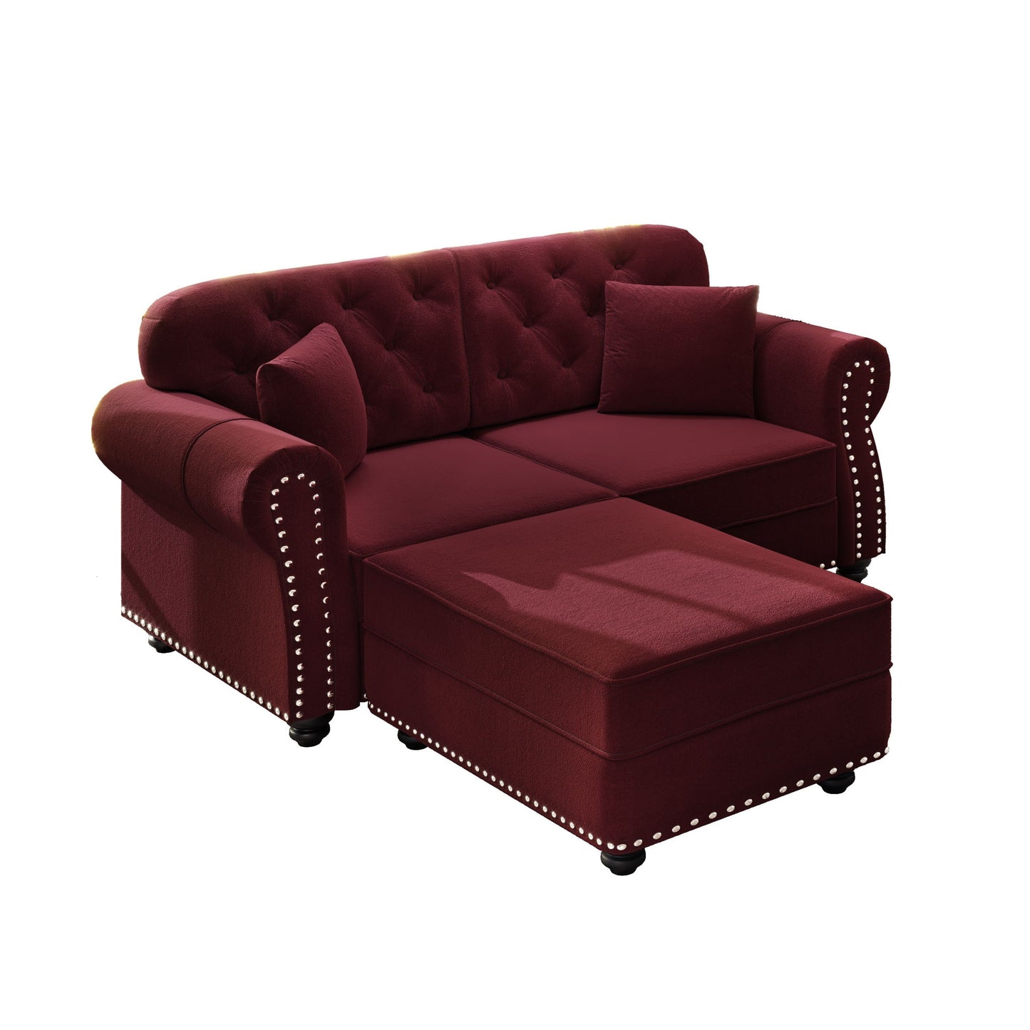 Upholstered Sofa Set With Nailhead Trim And Rolled Armrests, Includes Pillows Home Essentials