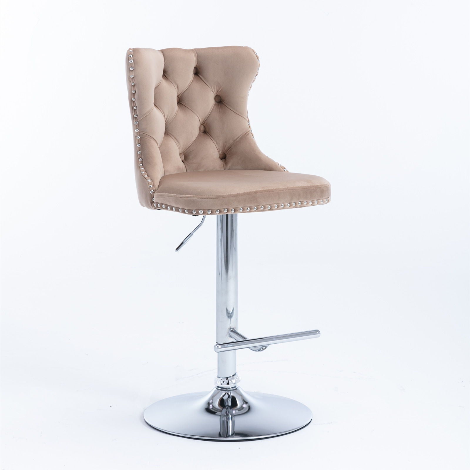 Swivel Velvet Barstools Adjusatble Seat Height From 25-33", Modern Upholstered Chrome Base Bar Stools With Backs Comfortable Tufted For Home Pub And Kitchen Island (Set of 2) Home Essentials