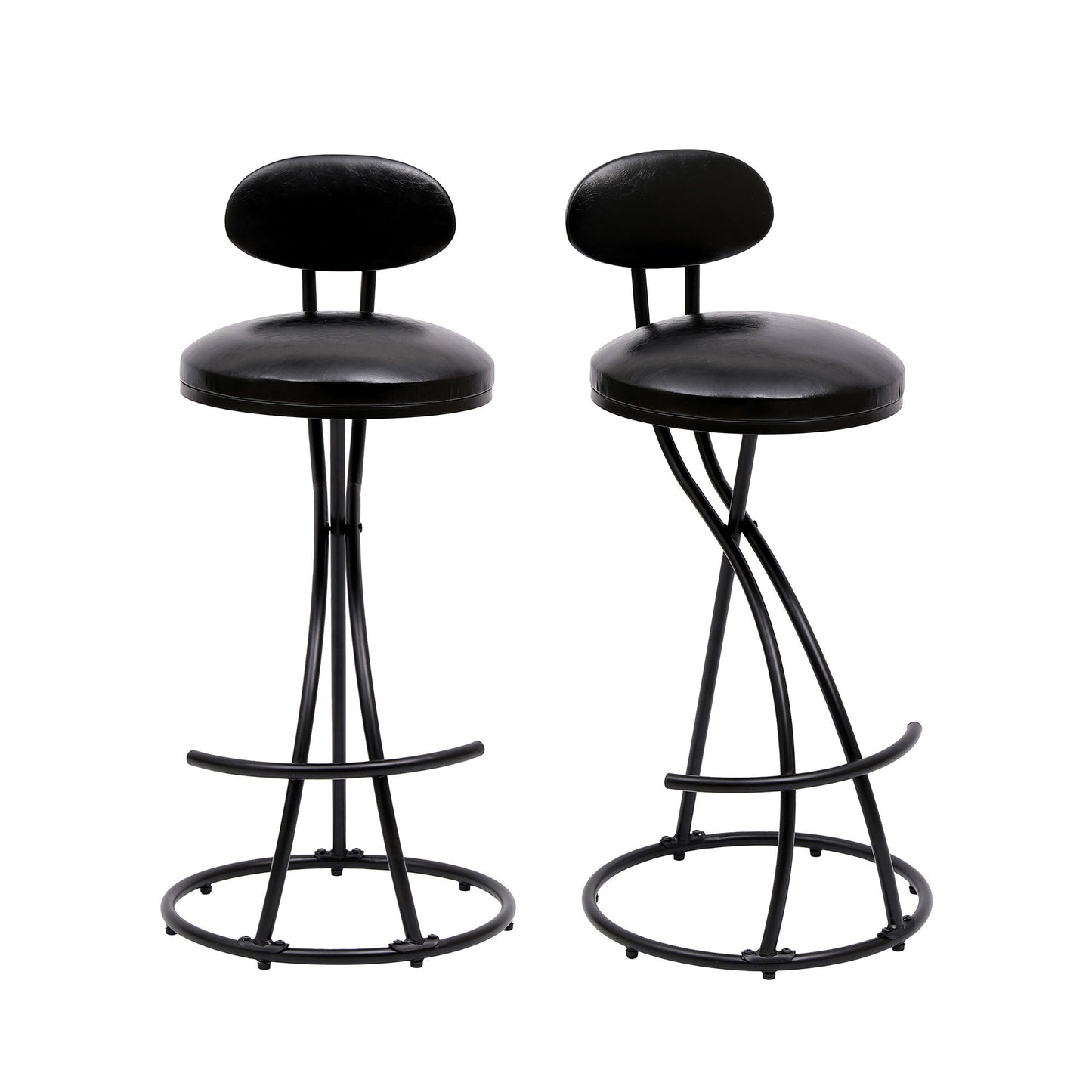 Bar Stools Upholstered Counter Height Barstools For Kitchen Island Modern PU Leather Dining Chairs With Footrest (Set of 2) Home Essentials