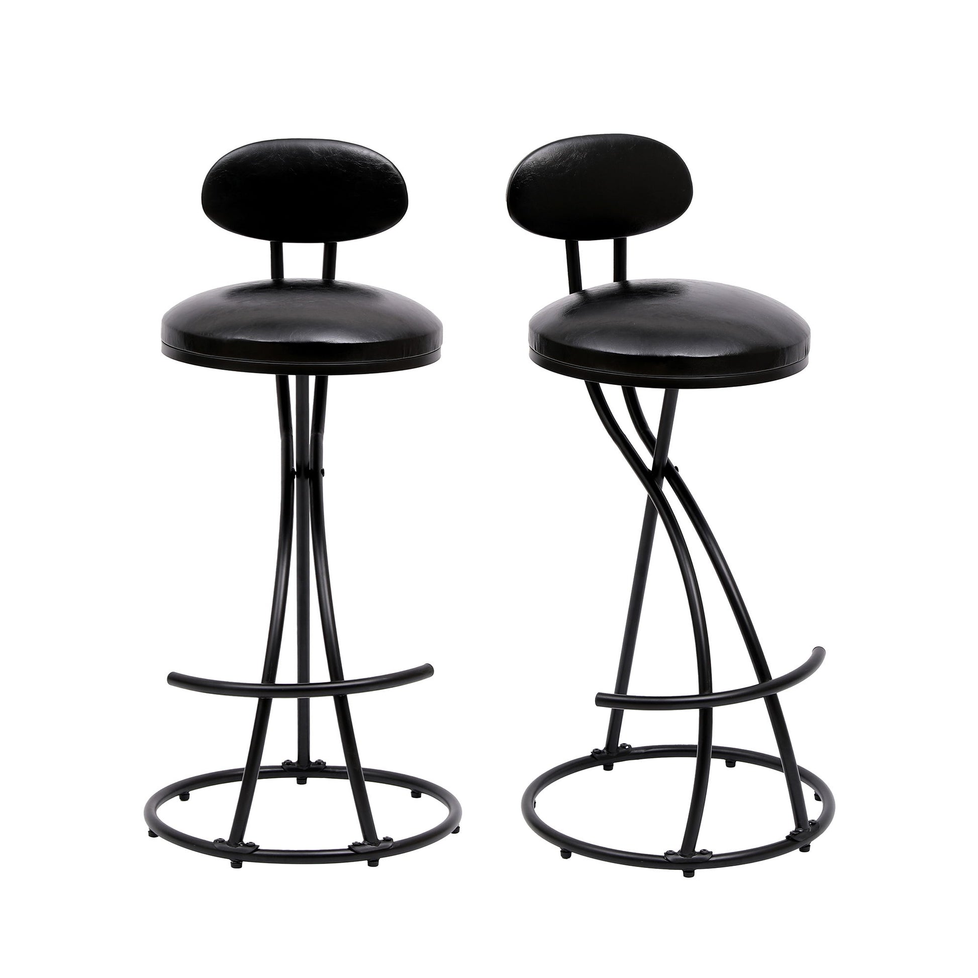 Bar Stools Upholstered Counter Height Barstools For Kitchen Island Modern PU Leather Dining Chairs With Footrest (Set of 2) Home Essentials