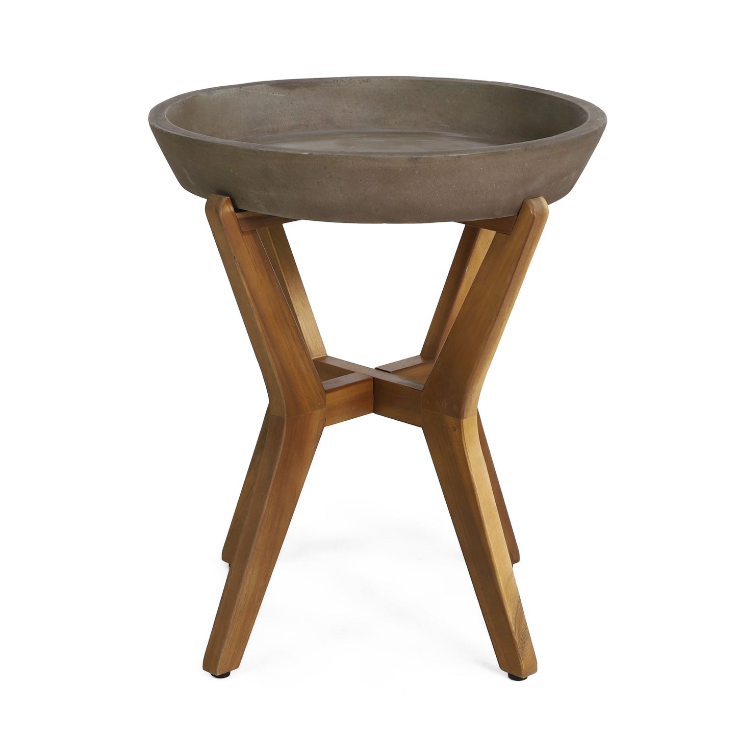 Yukon - Contemporary Side Table With Lightweight Concrete Top And Acacia Wood Frame - Gray Noble House