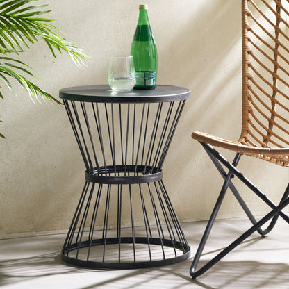 Lassen - Modern Outdoor Side Table With Hourglass Design Noble House