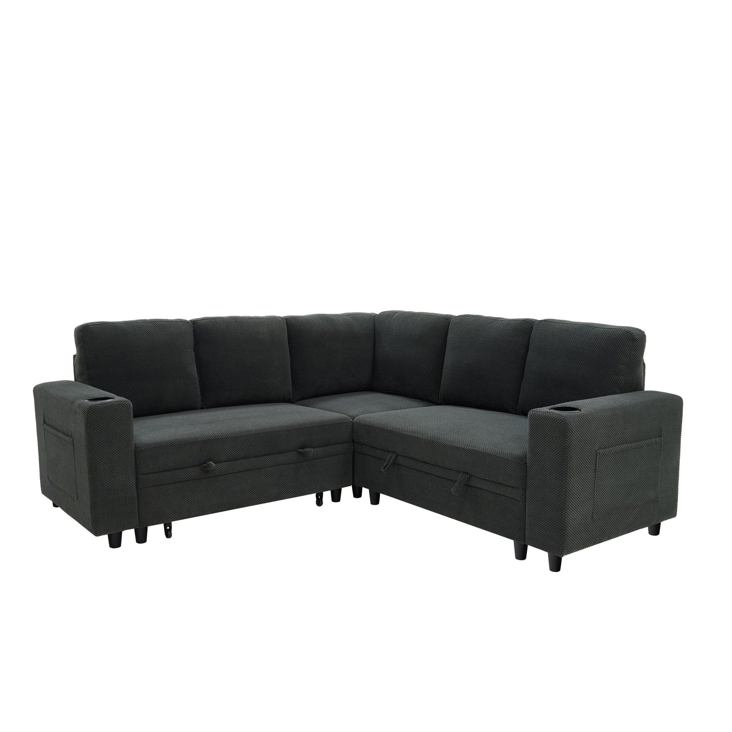 Upholstered L - Shape Sectional Sofa Bed With Pull Out Sleeper And Storage Home Essentials