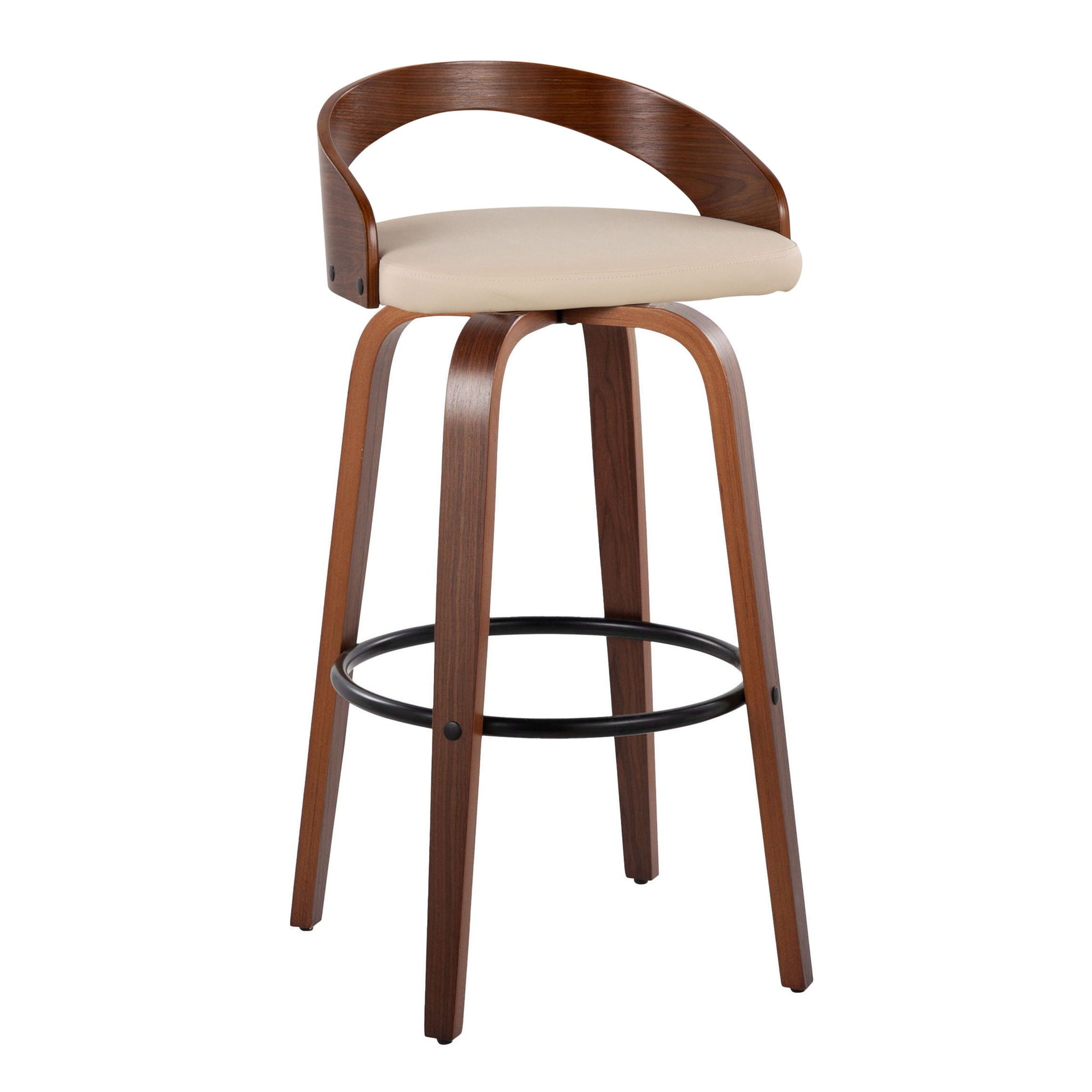 Grotto - Mid Century Modern Fixed Height Barstool & Swivel With Round Footrest (Set of 2) Lumi Source