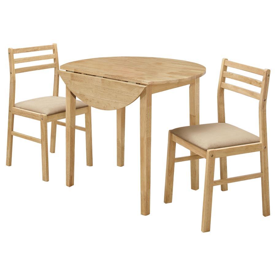 Bucknell - 3 Piece Round Drop Leaf Dining Table Set CoasterEveryday