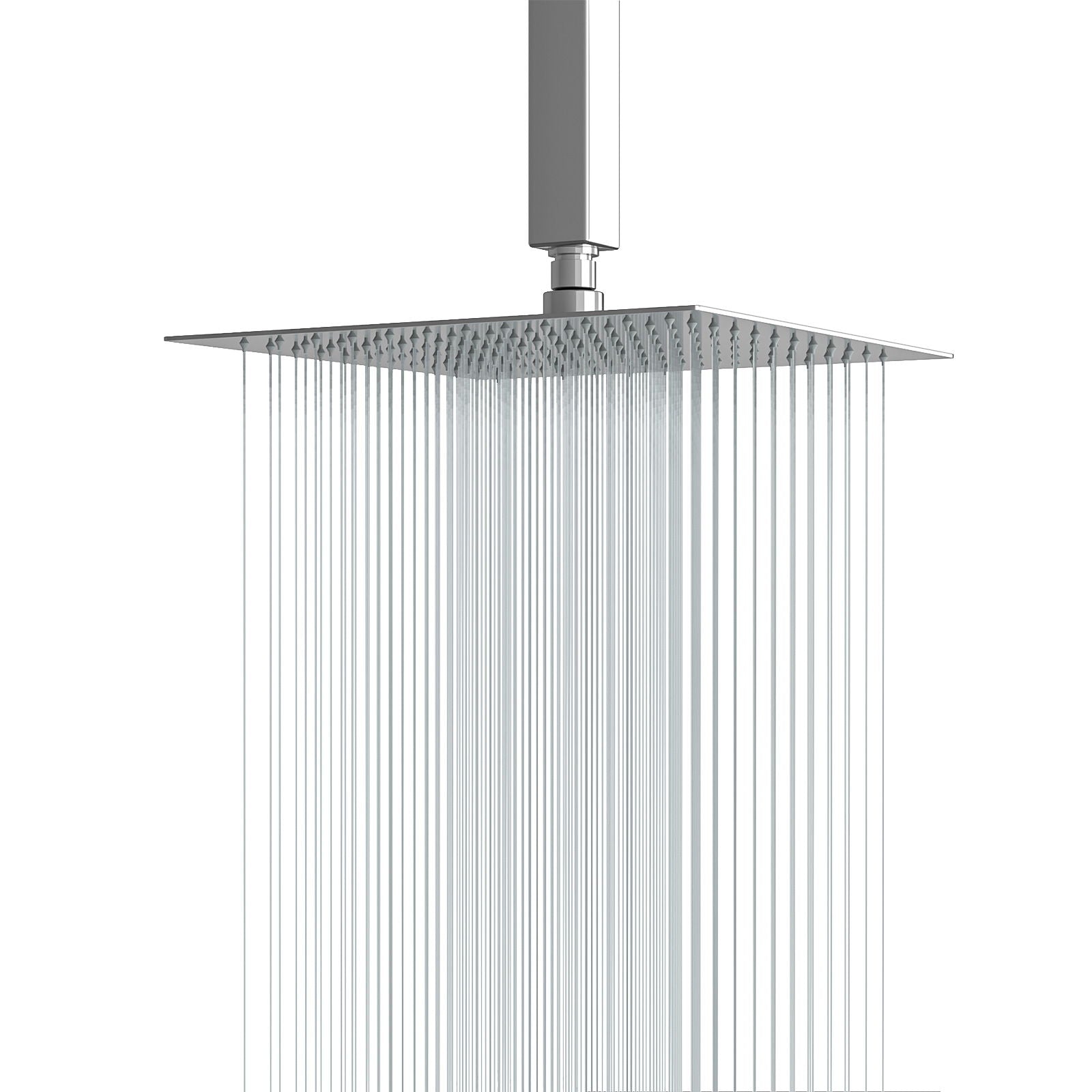 16" Square Rainfall Shower Head Fixed Wall Mount With Full Body Coverage & Self Cleaning Silicone Nozzles Daily Nest