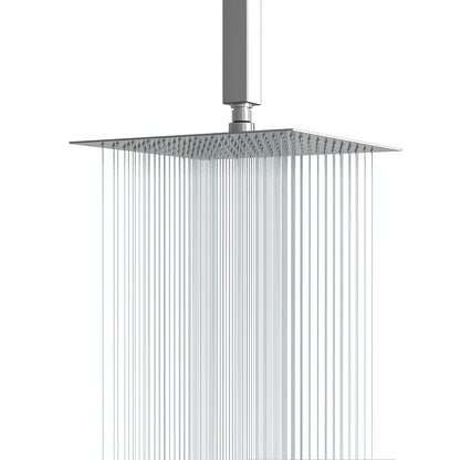 16" Square Rainfall Shower Head Fixed Wall Mount With Full Body Coverage & Self Cleaning Silicone Nozzles Daily Nest