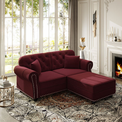 Upholstered Sofa Set With Nailhead Trim And Rolled Armrests, Includes Pillows Home Essentials