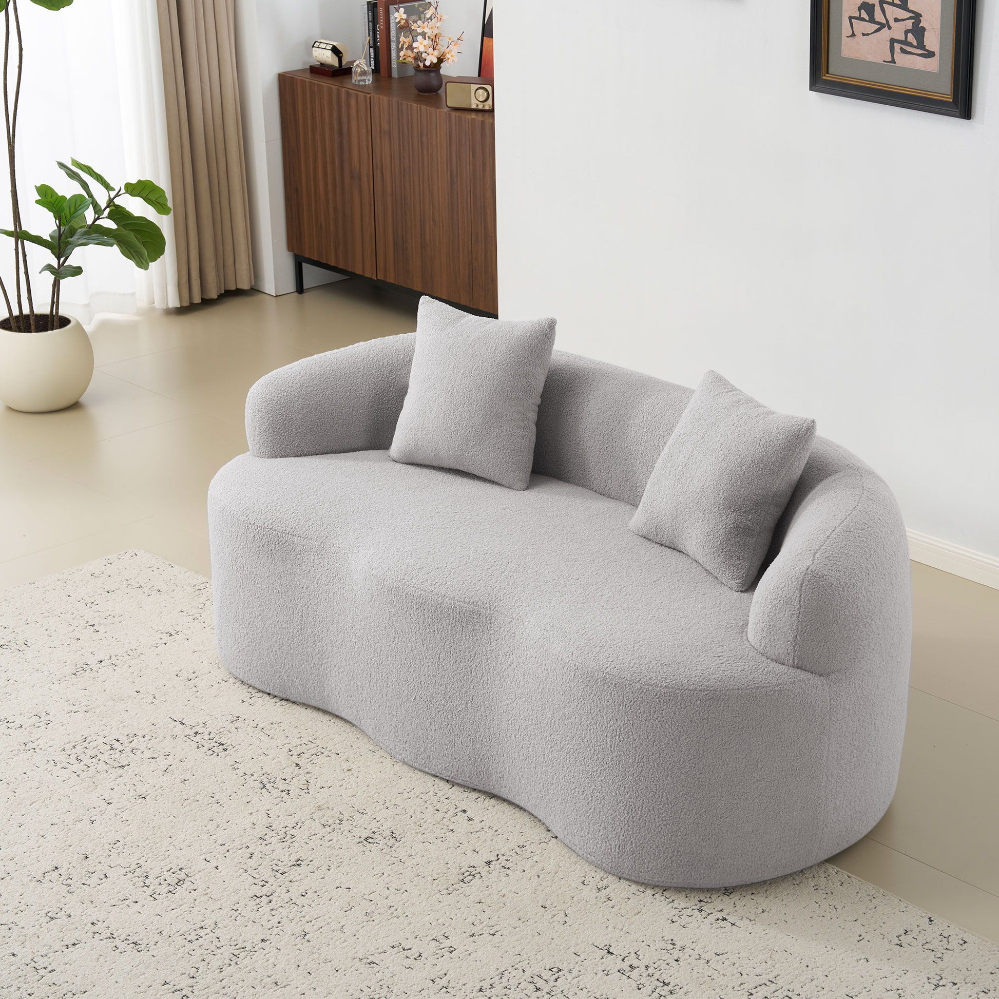 Curved Loveseat Sofa With Round Armrest Home Essentials