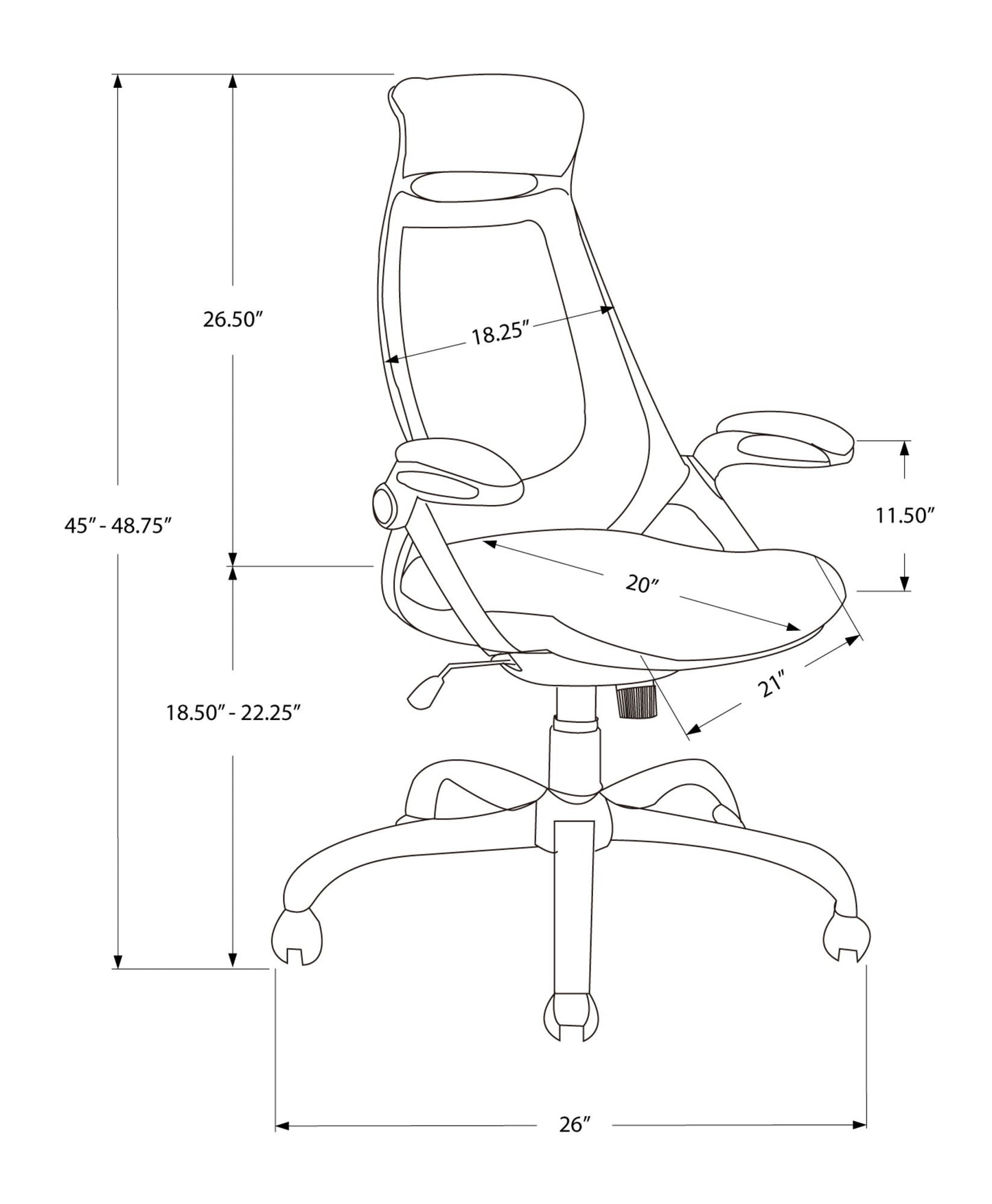 Office Chair, Adjustable Height, Swivel, Ergonomic, Armrests, Contemporary & Modern 8th Street