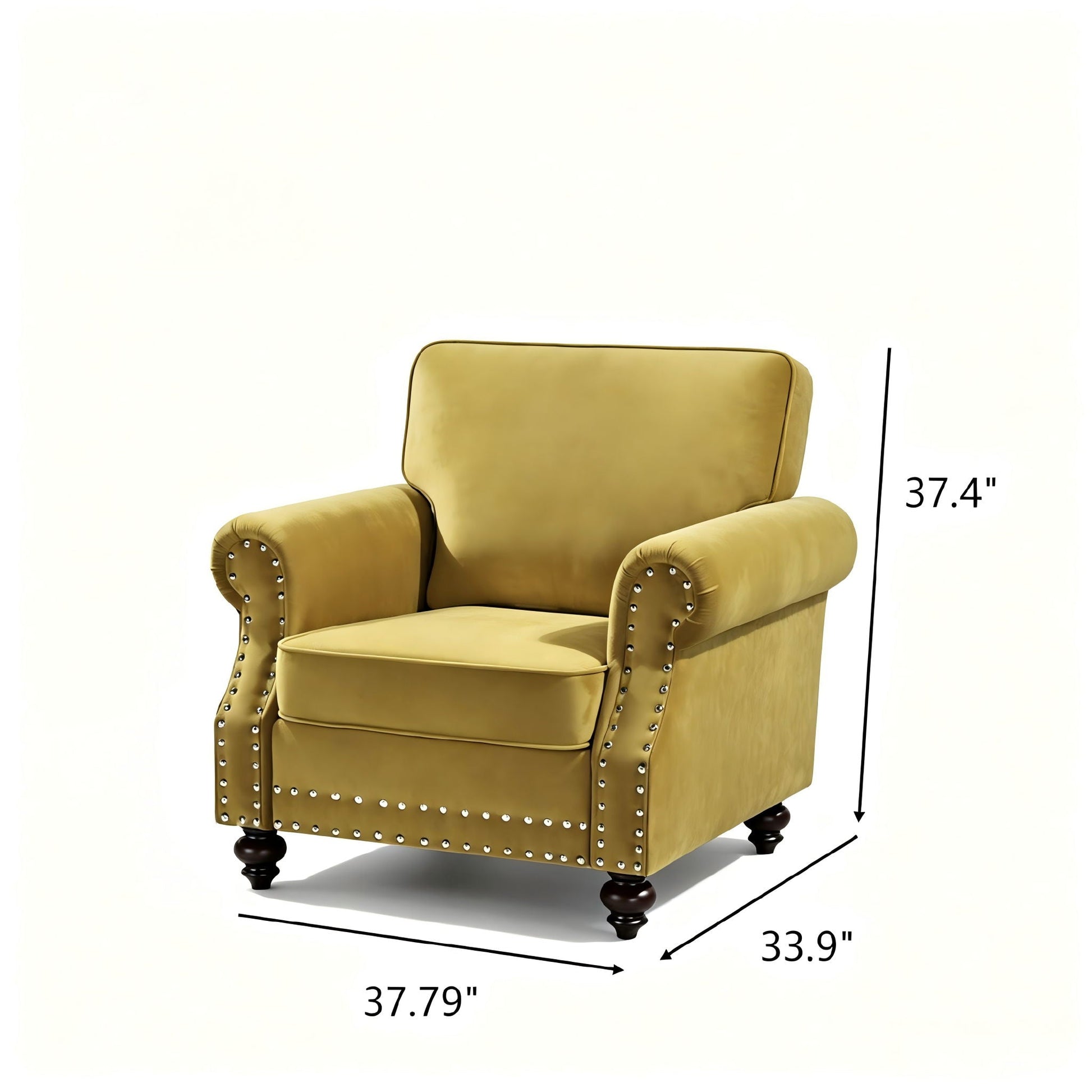 Upholstered Accent Armchair With Turned Legs For Living Room US Pride