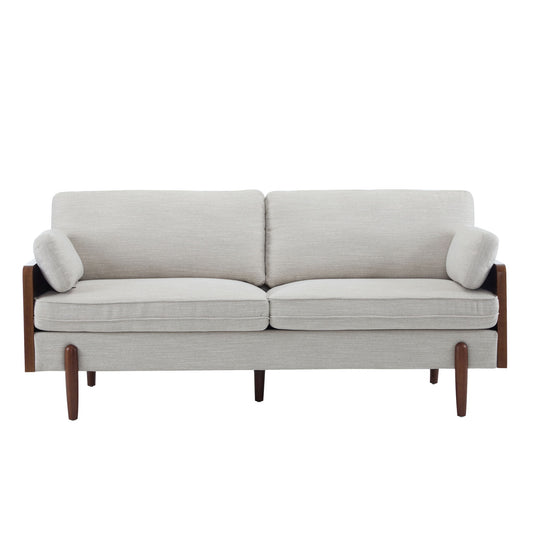 Mid Century Moderne Sofa With Wood Sides Noble House