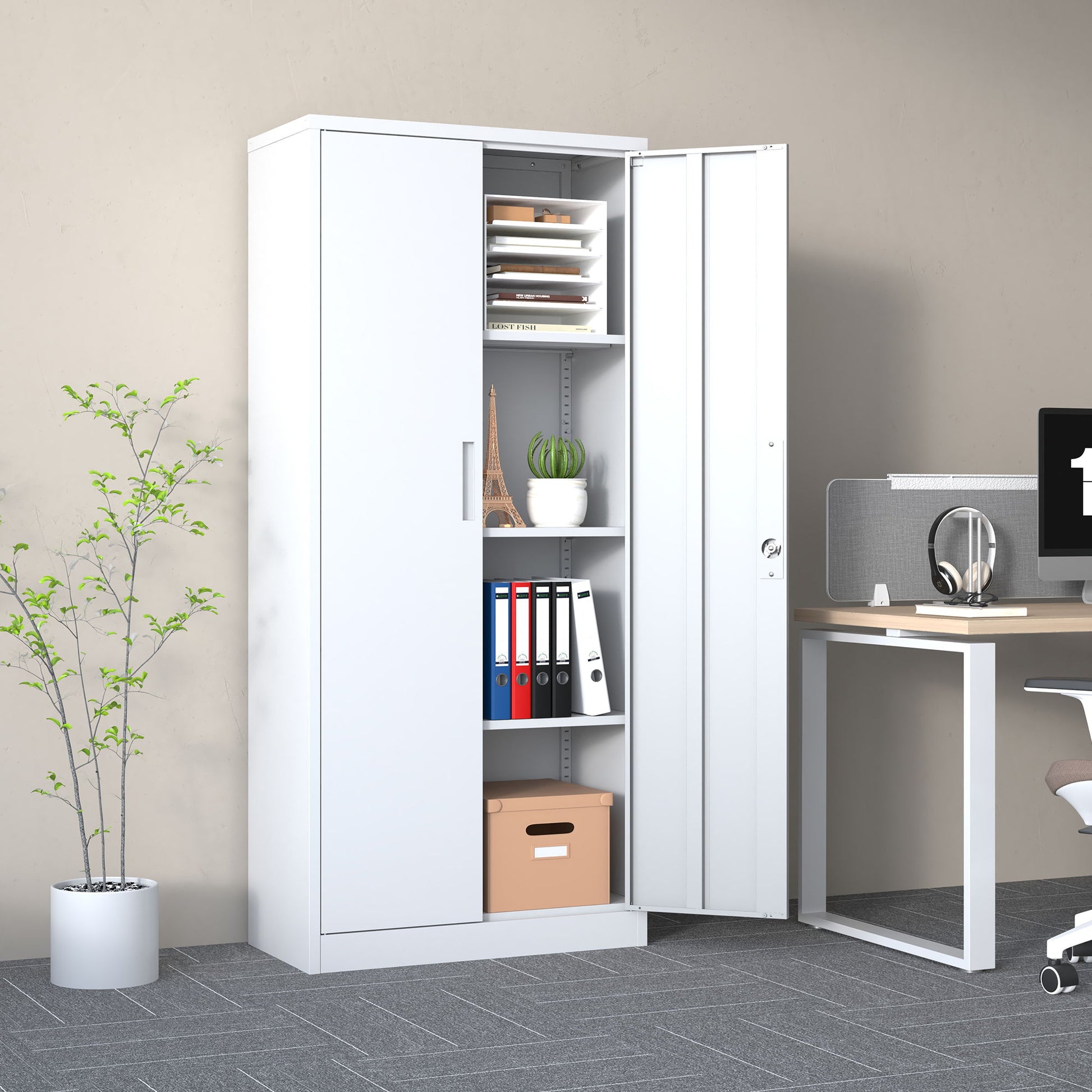 Heavy Metal Garage Storage Cabinet With Locking Doors, Steel, Adjustable Shelves Daily Nest