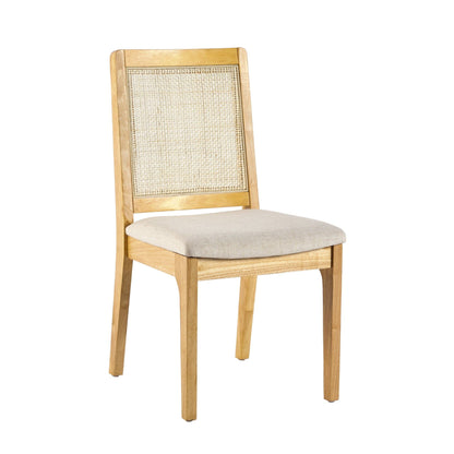 Modern Solid Wood Dining Chair With Rattan Inset Back (Set of 2) Walker Edison