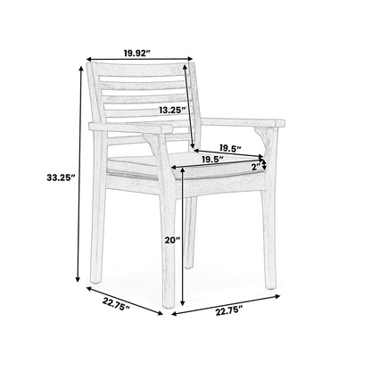 Outdoor Dining Chair With Slat Back And Acacia Wood Frame (Set of 2) - Gray / Teak Noble House