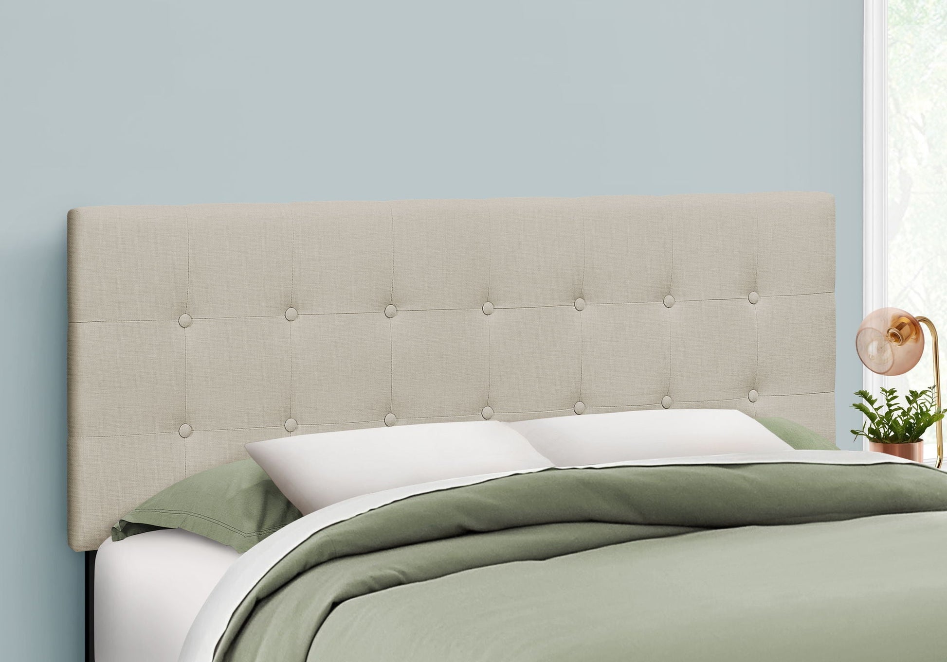 Queen Size, Bed Headboard Only, Upholstered Transitional - Beige 8th Street