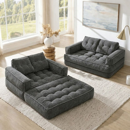 2 Seater Modular Corduroy Sofa With Chaise Lounge For Living Room Home Essentials