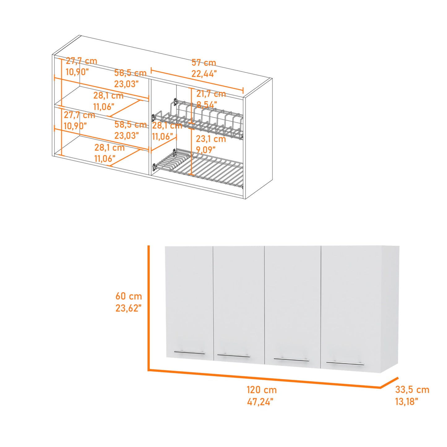 Kitchen Cabinet Durham Four Doors - White Home Essentials