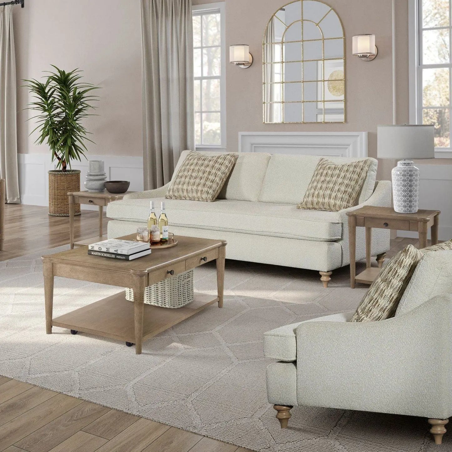 Sofa Single Reverable Cushion With 2 Pillows - Off White Bernards Furniture