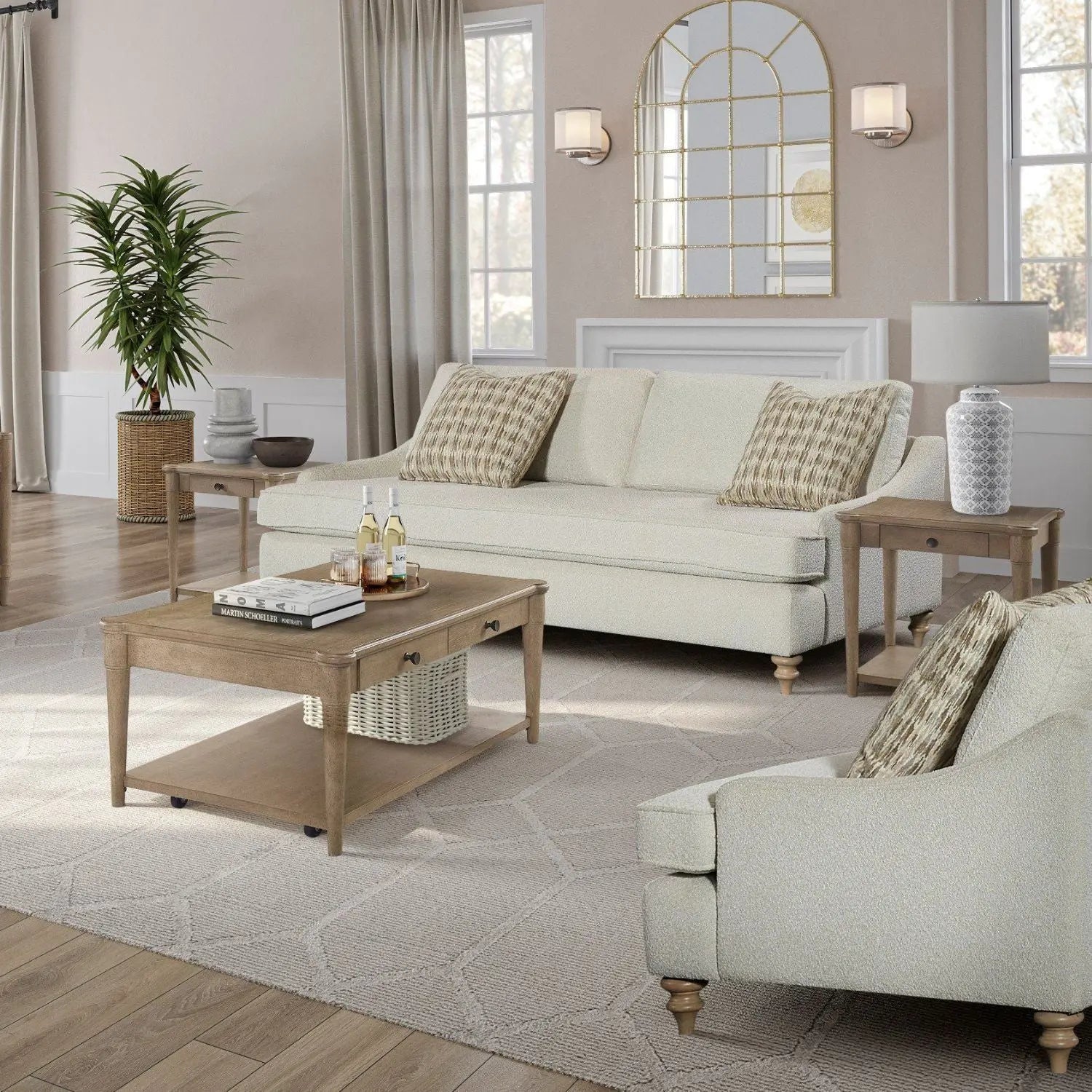 Sofa Single Reverable Cushion With 2 Pillows - Off White Bernards Furniture