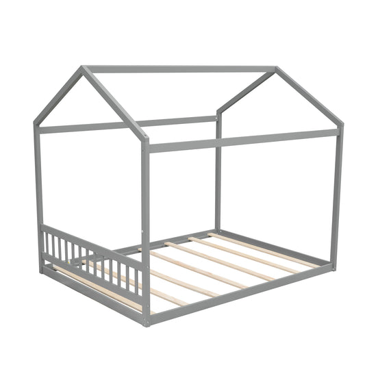 Wooden House Bed With Headboard Hearth and Haven