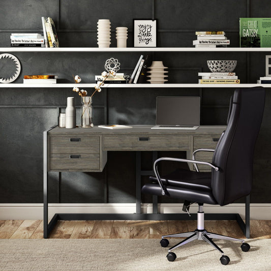 Hampden - Desk - Weathered Gray Simpli-Home
