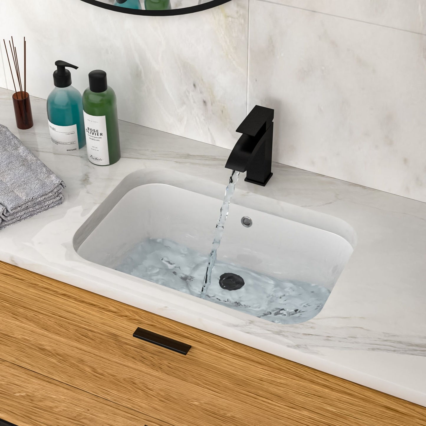 Undermount Bathroom Sink 22" X 15.25" With Overflow Sleek, High Temperature Fired, Stain Resistant, Smooth Polished Surface - White Daily Nest