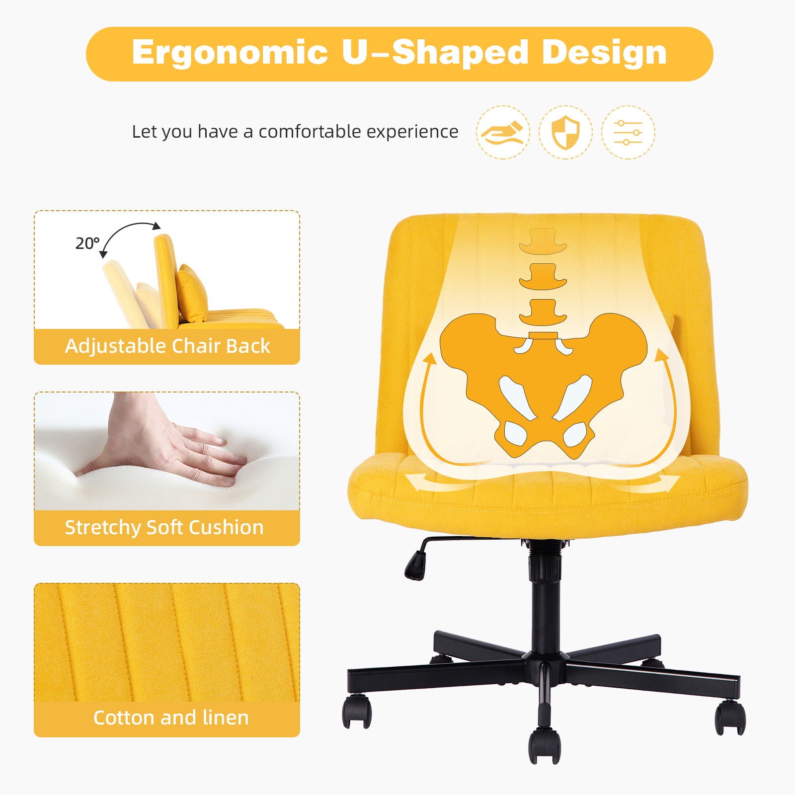 Criss Cross Office Chair With Adjustable Height, Ergonomic Design Home Essentials
