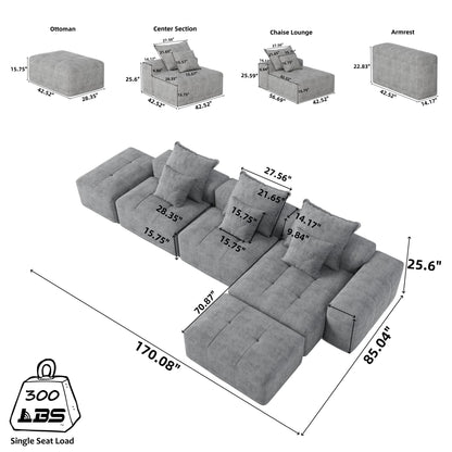 Modern Oversized Diy Combination Modular Sectional Sofa With Pillows Home Essentials