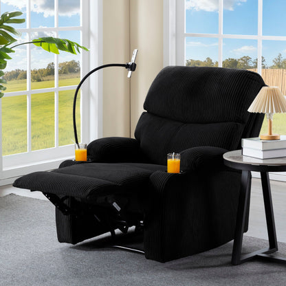 Adjustable Manual Recliner, Ergonomic Lounge Chair With Phone Holder And 2 Cup Holders Home Essentials