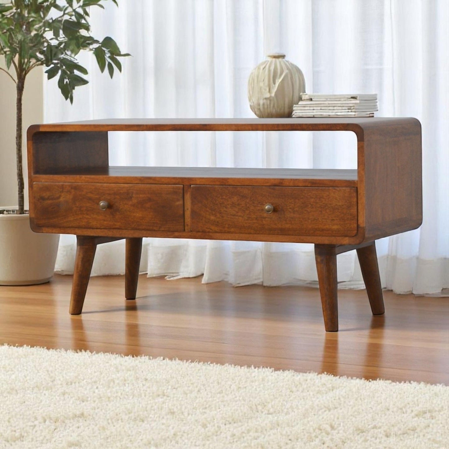 Solid Wood Curved Media Unit Artisan Furniture