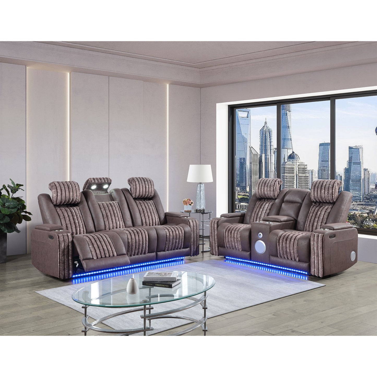 Duran - Power Reclining Set With Power Headrest Global Furniture USA