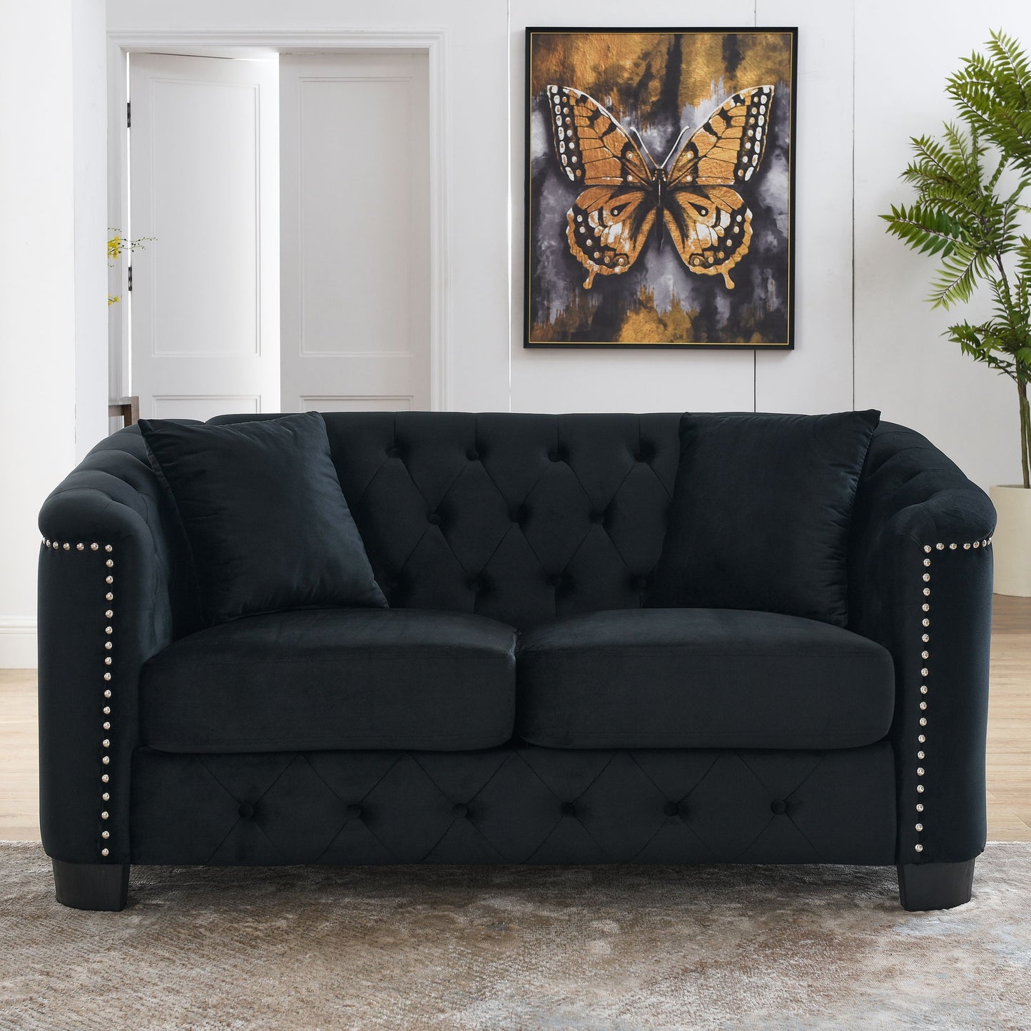 Modern Chesterfield Sofa With Tufted Backrest For Living Room Home Essentials