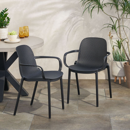 Roxanne - Outdoor Stacking Dining Armchair (Set of 2) Noble House
