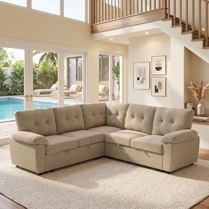 Convertible Sectional Sofa Bed & Pull Out Sleeper And Storage Home Essentials